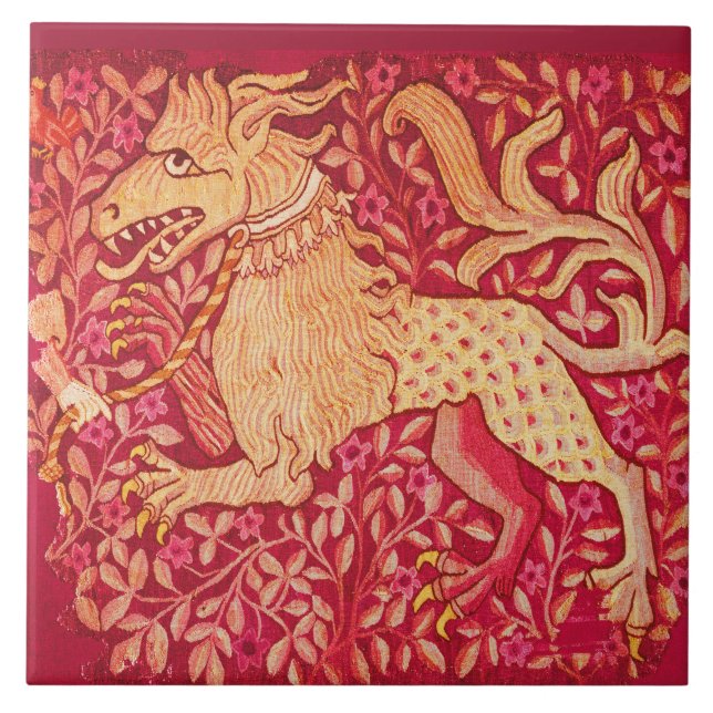 MEDIEVAL BESTIARY Lion Like Beast in Red Tile (Front)