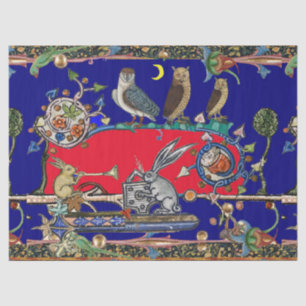 MEDIEVAL BESTIARY MAKING MUSIC Owls,Rabbits,Animal Tissue Paper