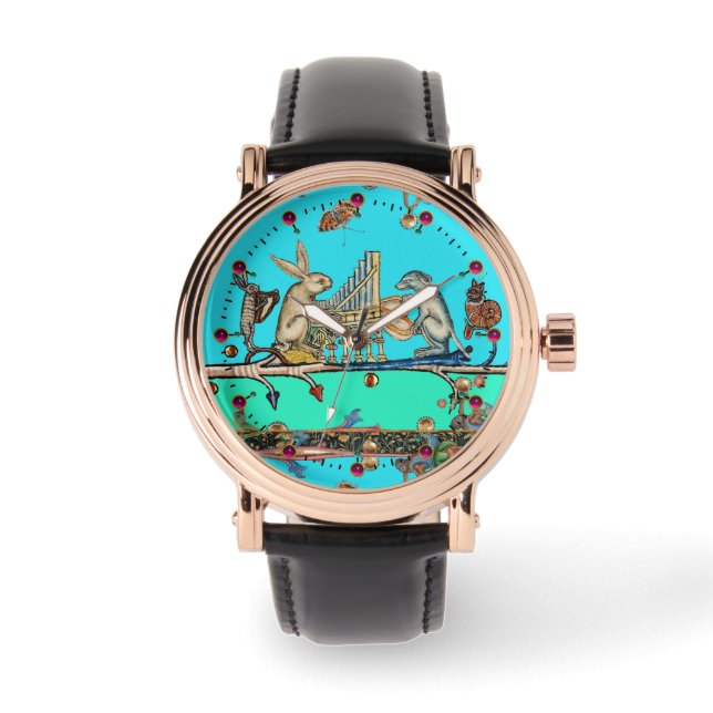 MEDIEVAL BESTIARY MAKING MUSIC,Rabbit,Dog Blue Watch (Front)