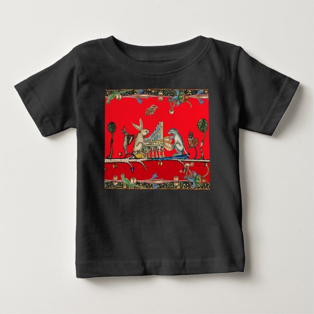 MEDIEVAL BESTIARY MAKING MUSIC,Rabbit,Dog Red  Baby T-Shirt (Front)