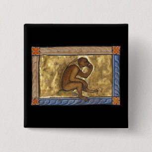 Medieval Bestiary Monkey c. 1270 15 Cm Square Badge