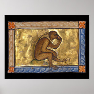 Medieval Bestiary Monkey c. 1270 Poster