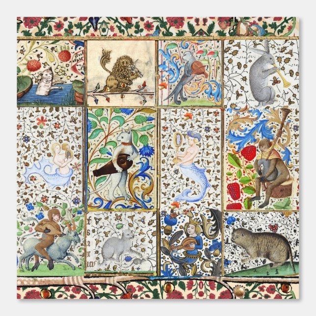 MEDIEVAL BESTIARY PLAYING MUSICAL INSTRUMENTS  WALLPAPER (Front)