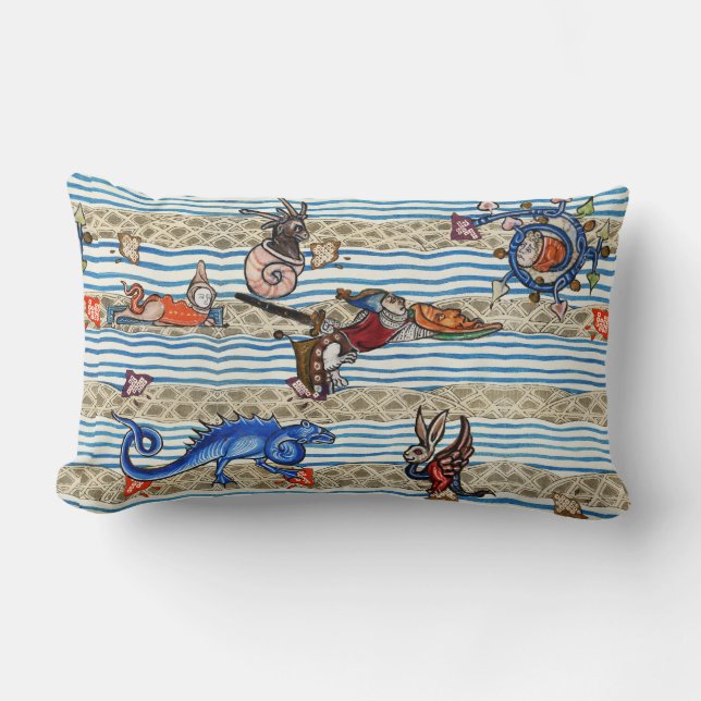 MEDIEVAL BESTIARY,SEA MONSTERS FANTASY ANIMALS  LUMBAR CUSHION (Front)