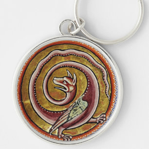 MEDIEVAL BESTIARY, SNAKE DRAGON CIRCLES  KEY RING