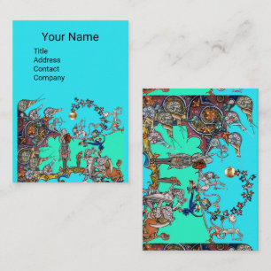 MEDIEVAL BESTIARY WAR, KNIGHTS,GIANT SNAILS Blue Business Card