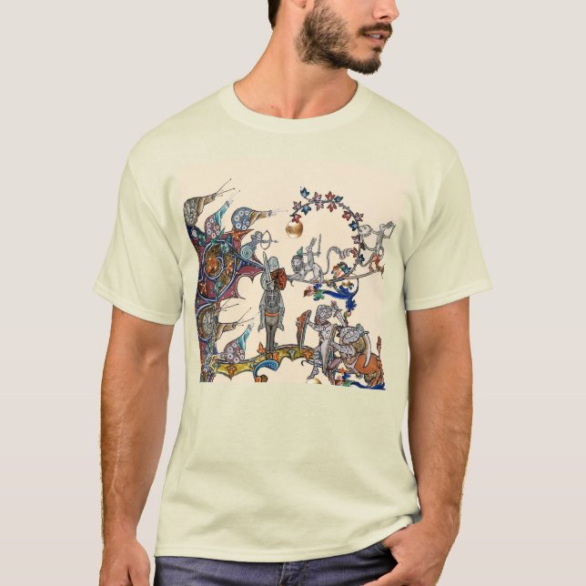 MEDIEVAL BESTIARY WAR, KNIGHTS,GIANT SNAILS Cream T-Shirt (Front)