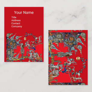 MEDIEVAL BESTIARY WAR, KNIGHTS,GIANT SNAILS Red Business Card