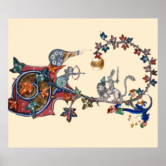 MEDIEVAL BESTIARY WAR Snails ,Killer Rabbit ,Lion Poster