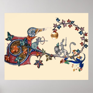 MEDIEVAL BESTIARY WAR Snails ,Killer Rabbit ,Lion Poster