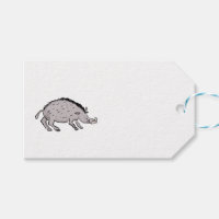 Medieval boar and mille fleurs gift tag