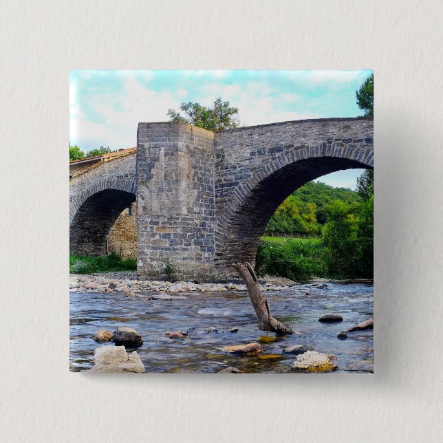 Medieval bridge in Zubiri 15 Cm Square Badge (Front)