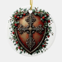 Medieval Christmas Shield with Gothic Cross