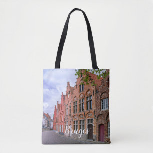 Medieval colorful brick houses in Bruges, Belgium Tote Bag
