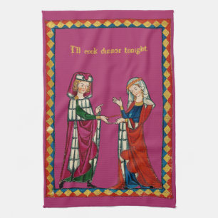 Medieval Couple Tea Towel