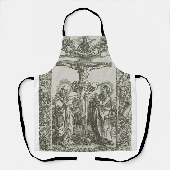 Medieval Crucifixion Of Jesus Christ Woodcut Art Apron (Front)