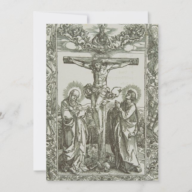 Medieval Crucifixion Of Jesus Christ Woodcut Art Invitation (Front)