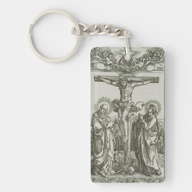 Medieval Crucifixion Of Jesus Christ Woodcut Art Key Ring (Front)