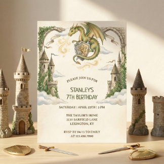 Medieval Dragon Castle Birthday Party Invitation