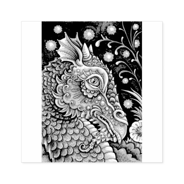 MEDIEVAL DRAGON FANTASY, GOTHIC, PORTRAIT, SCALES RUBBER STAMP (Imprint)