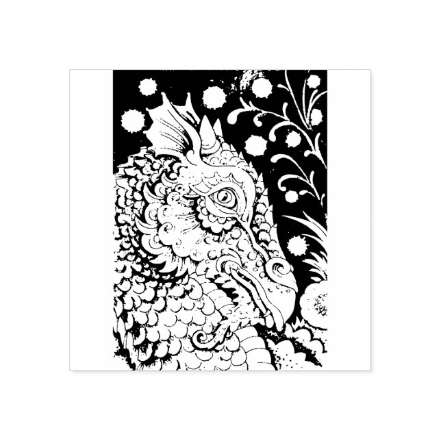 MEDIEVAL DRAGON FANTASY, GOTHIC, PORTRAIT, SCALES RUBBER STAMP (Imprint)