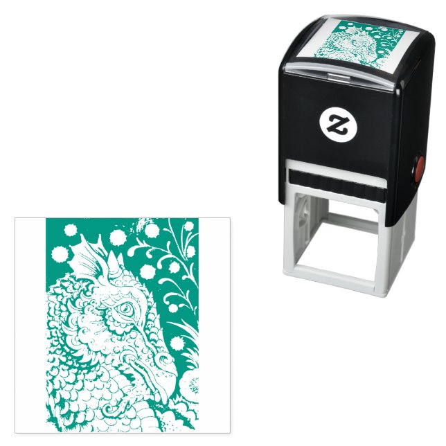 MEDIEVAL DRAGON FANTASY, GOTHIC, PORTRAIT, SCALES SELF-INKING STAMP (In Situ)