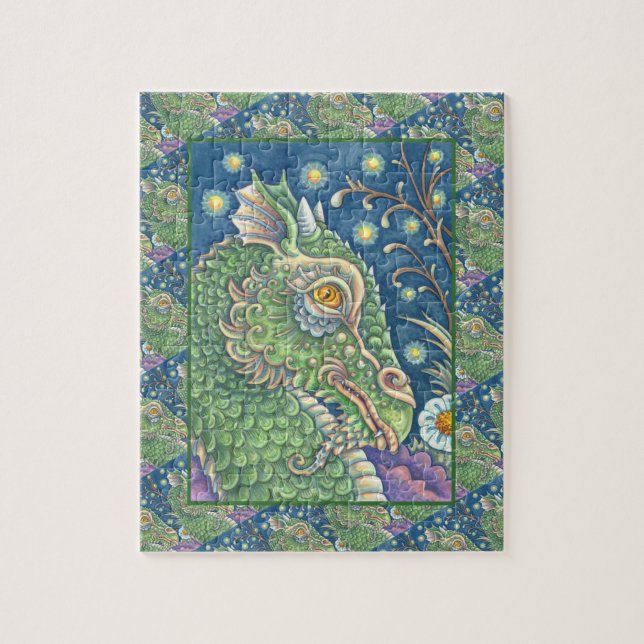 MEDIEVAL DRAGON HEAD PORTRAIT, WHIMSICAL FANTASY JIGSAW PUZZLE (Vertical)