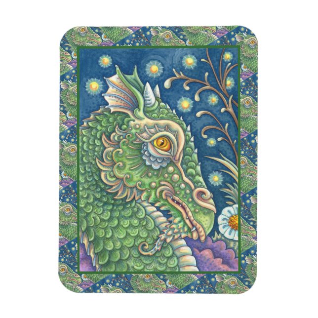 MEDIEVAL DRAGON HEAD PORTRAIT, WHIMSICAL FANTASY MAGNET (Vertical)
