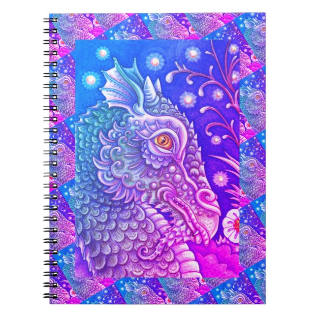 MEDIEVAL DRAGON HEAD PORTRAIT, WHIMSICAL FANTASY NOTEBOOK (Front)