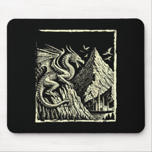 Medieval Dragon Mountain Castle Mythical Men Women Mouse Pad