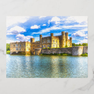Medieval English Castle Art Foil Holiday Postcard