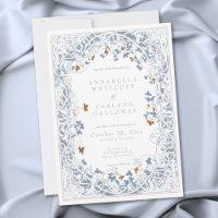 Medieval Fantasy Frame Blue & Gold Etching Wedding