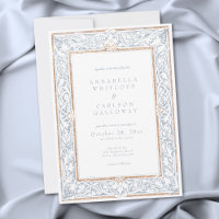 Medieval Fantasy Frame Blue & Gold Etching Wedding
