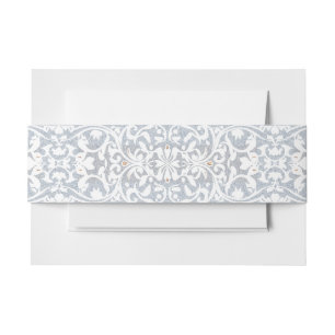 Medieval Fantasy Frame Blue Gold Etching Wedding Invitation Belly Band