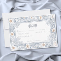 Medieval Fantasy Frame Blue Gold Etching Wedding