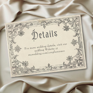 Medieval Fantasy Vintage Black Etching Wedding Enclosure Card