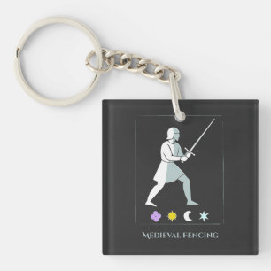Medieval Fencing – Knight Stance Minimalist Design Key Ring
