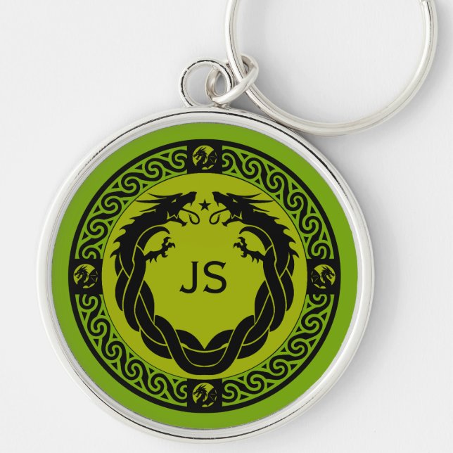 Medieval Fire Dragon Timepiece Key Ring (Front)