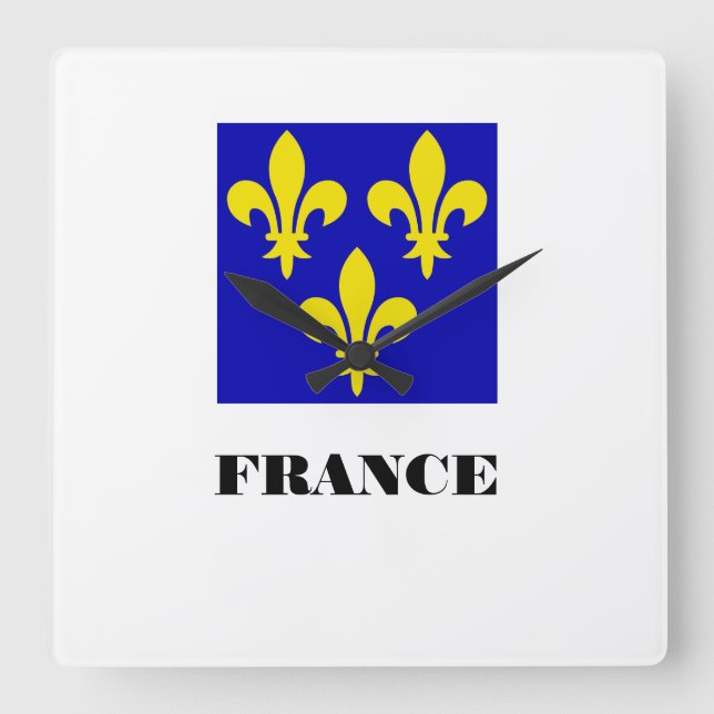 Medieval French Royal Standard Fidelity Heraldic Square Wall Clock (Front)