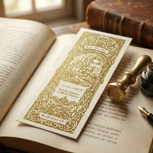Medieval Gold Wedding Bookmark Save The Date Invitation