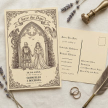 Medieval Gothic Sepia Old Paper Save The Date