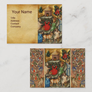 MEDIEVAL GRAPE VINEYARD HARVEST Antique Grapevine Business Card