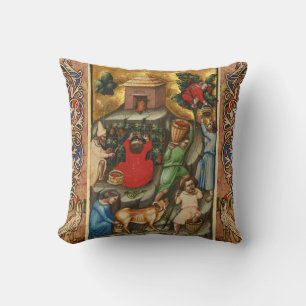 MEDIEVAL GRAPE VINEYARD HARVEST Antique Grapevine  Cushion