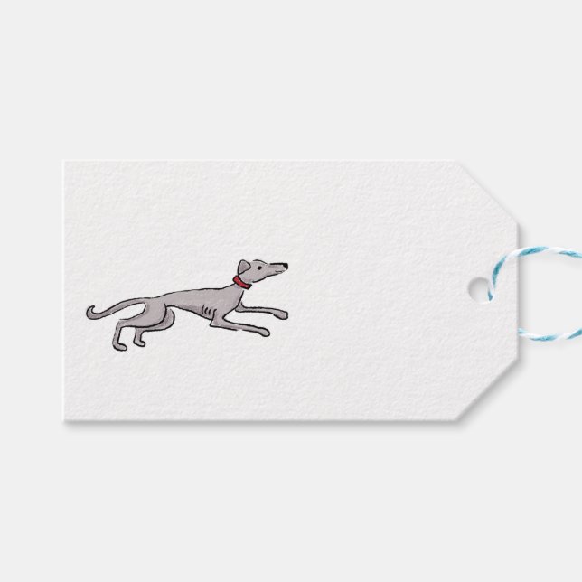 Medieval greyhound and mille fleurs gift tag (Front (Horizontal))
