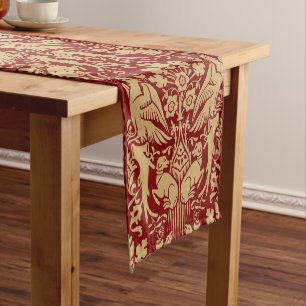 Medieval Hawks & Hounds Print Pattern Short Table Runner