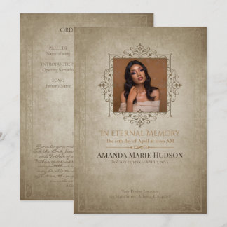 Medieval-Inspired Elegant 1-Photo Memorial Invitation