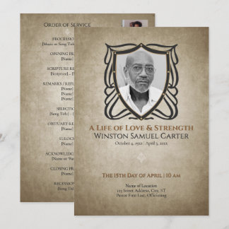 Medieval‑Inspired Shield 5 Photo Collage Memorial Invitation