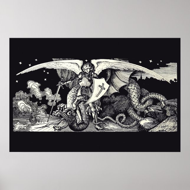 Medieval Knight and Dragon Poster (Front)