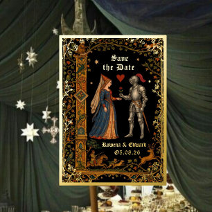 Medieval Knight and Lady Manuscript Save the Date