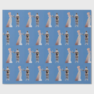 Medieval knight and lady wrapping paper